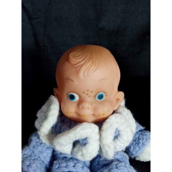 Lot 3 Vintage Handmade YoYo Quilt Circle Fabric Piece Crochet Clown Dolls Baby - Picture 5 of 5